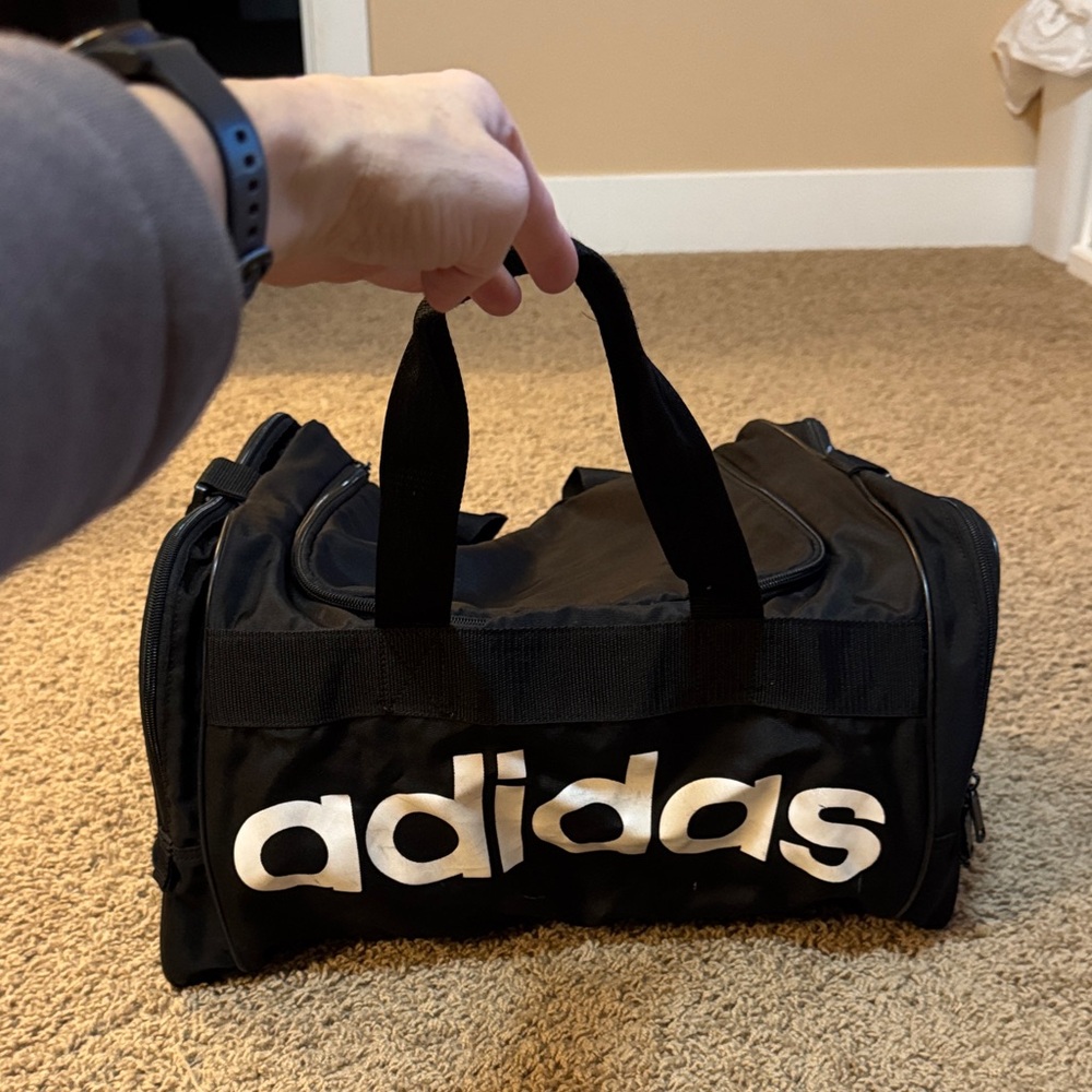Adidas Black and White Duffel Bag